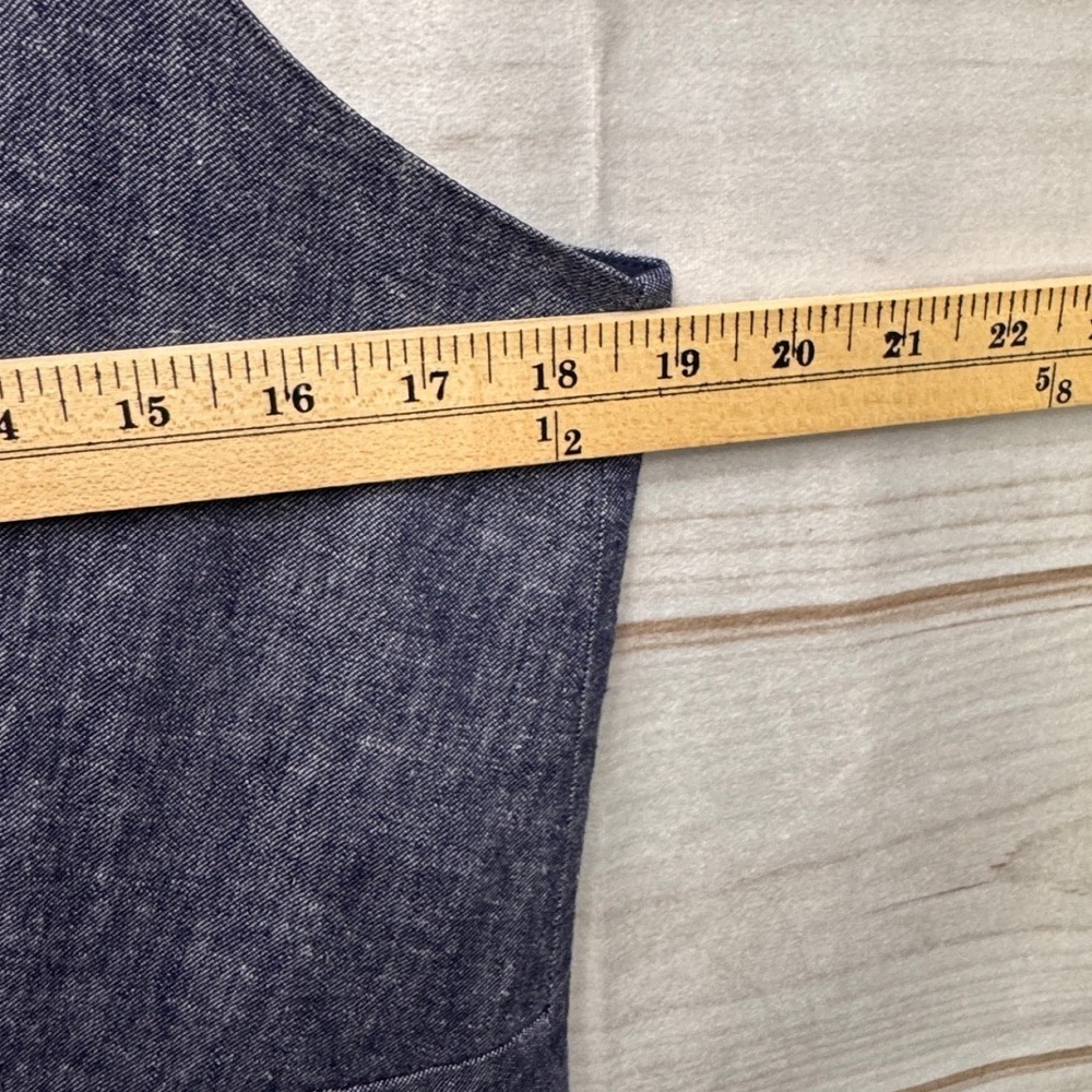 Banana Republic Blue Linen Blend Wide Leg Cropped Jumpsuit Size 12 Sleeveless - Picture 5 of 9